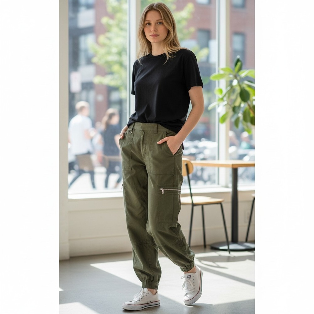 Tna Aritzia Olive Green Cargo Joggers High Waisted Utility Pants Small